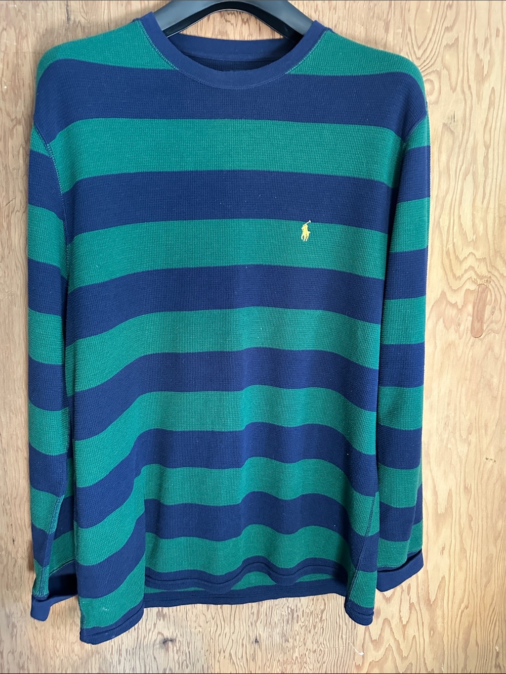 Polo by Ralph Lauren Green and Navy Striped Long Sleeve Polo Shirt